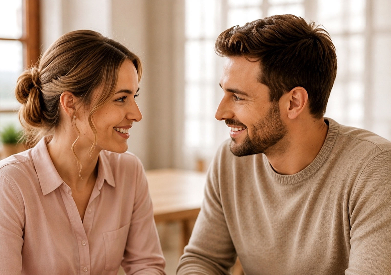 Hochzeitspaar bei einer persönlichen Beratung